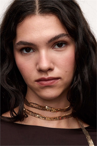 Длинное колье-лассо из золота с сетчатой текстурой артикул 154880646