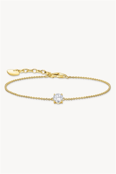 Позолоченный браслет с подвеской из белого циркония артикул 153854546