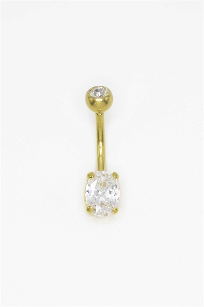 Классический круглый пирсинг для пупка из титана с позолотой и кубическим цирконием артикул 149766385