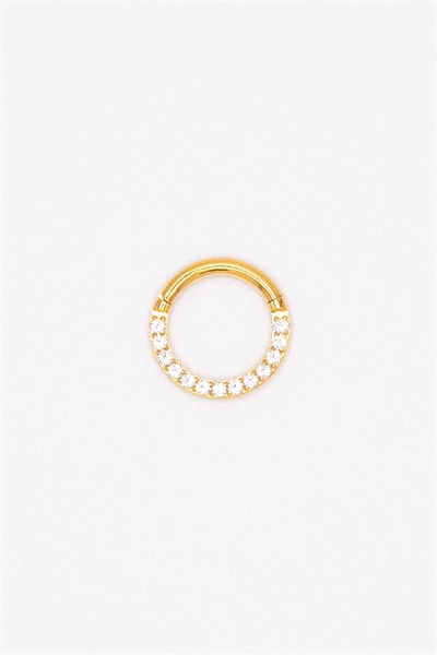 Кольцо-кликер из титана с позолотой и кубическим цирконием, 7 мм артикул 150089716