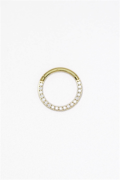 Кольцо-кликер из титана с позолотой и кубическим цирконием, 10 мм артикул 149932170