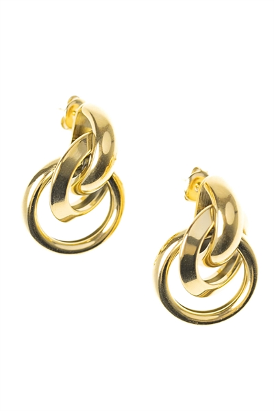 Серьги-подвески из нержавеющей стали с позолоченными звеньями в виде узлов артикул 149976343