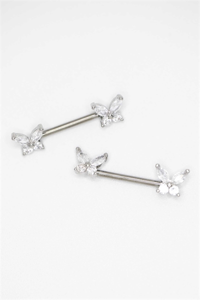 Титановые пирсинговые штифты с кубическим цирконием, 2 шт. в серебристом цвете артикул 149869542