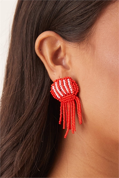 Сережки-гвоздики с изображением медузы из бисера артикул 148076096