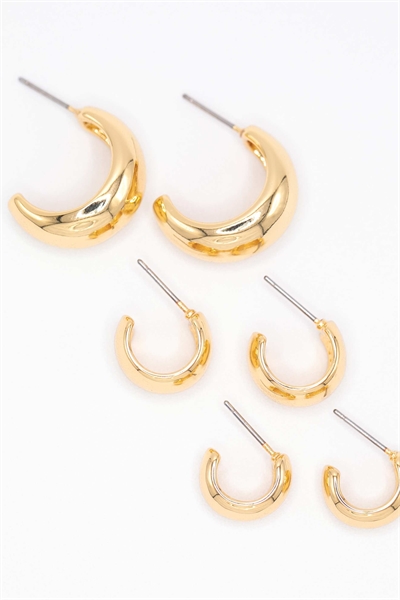 Массивные серьги-кольца из позолоченной латуни, 3 шт. артикул 147635349