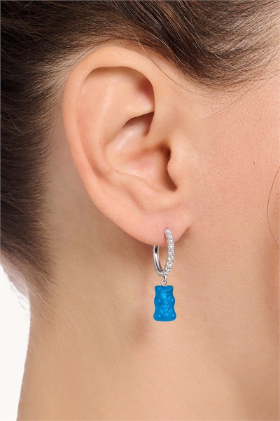 Серьги-кольца с подвеской в виде медвежонка артикул 153898363