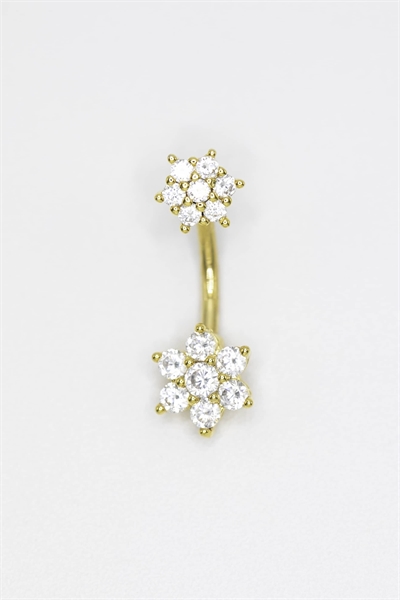 Позолоченный титановый пирсинг для пупка в форме цветка артикул 149668174