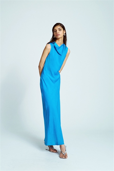 Асимметричное платье с открытой спиной ярко-синего цвета артикул 141071660