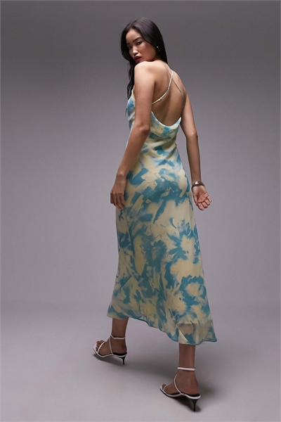 Платье-миди из жаккарда Cami с зеленым принтом артикул 133244491