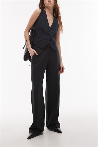 Брюки с прямыми брючинами из твила черного цвета артикул 138946057