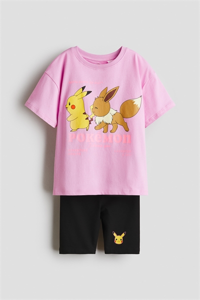 Комплект футболка с принтом и шорты из хлопка артикул 1333908014