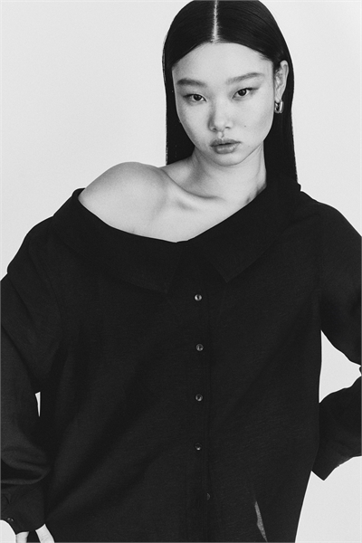 Рубашка с открытыми плечами из смешанного льна артикул 1335765001