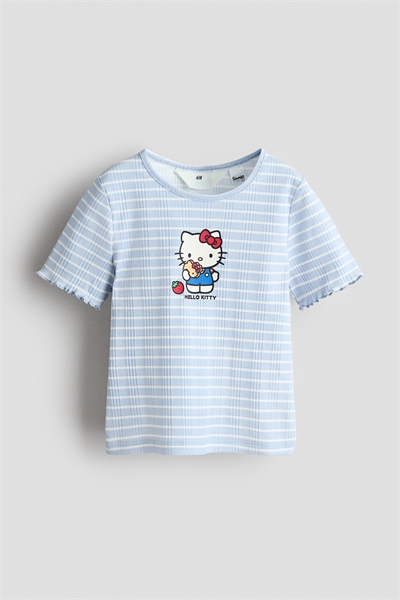 Топ с ребристой текстурой и принтом артикул 1336446001