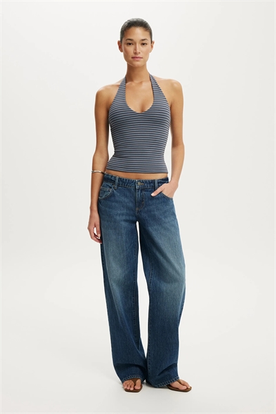 Топ с V-образным вырезом и полосками на весь день артикул 156374317