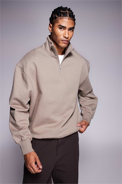 Высококачественная кофта с четвертью молнии и увеличенным кроем, плотность ткани 400 г/м² артикул 151260941