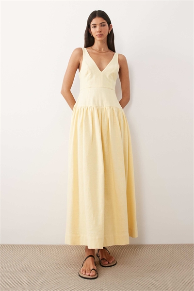 Платье средней длины с глубоким V-образным вырезом и заниженной талией артикул 153151402