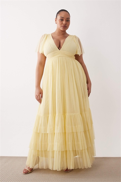 Макси-платье с рукавами-крылышками для подружки невесты Мэдисон, цвет лимонный артикул 154416421