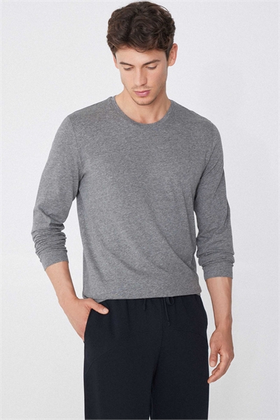 Топ с длинными рукавами и круглым вырезом артикул 156298763