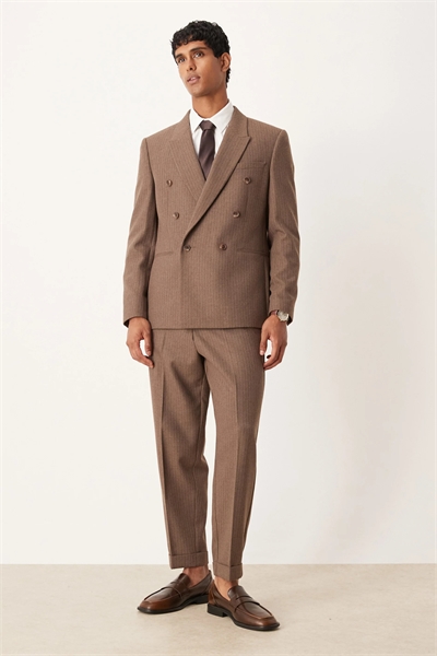 Брюки-кльош из шерсти в тонкую полоску артикул 147015854