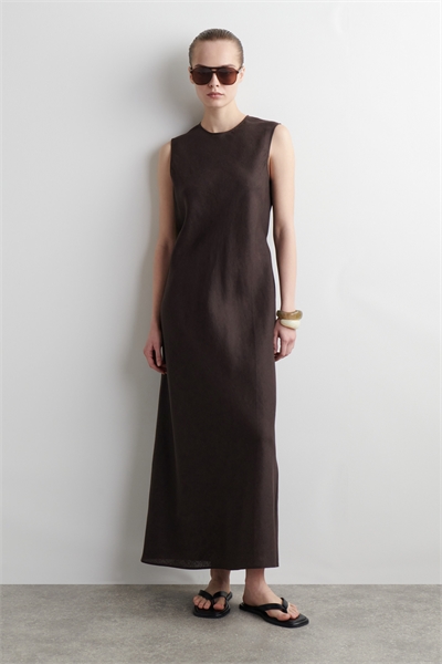 Платье-миди из льняного бленда с разрезами артикул 1271954001