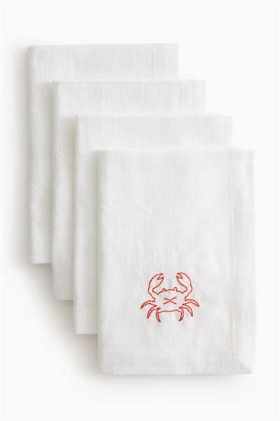 Набор из 4 салфеток из смешанного льна с вышивкой артикул 1307500005