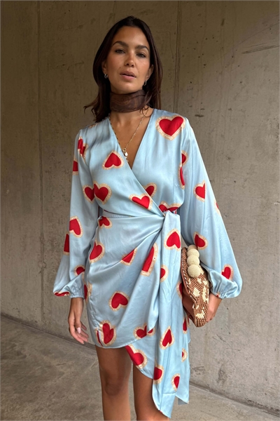 Мини-платье с завязками по бокам и рукавами-балонами артикул 153593232