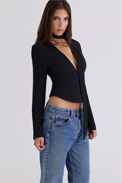 Топ-корсет «песочные часы» из черного крепа от Danya артикул 155774575