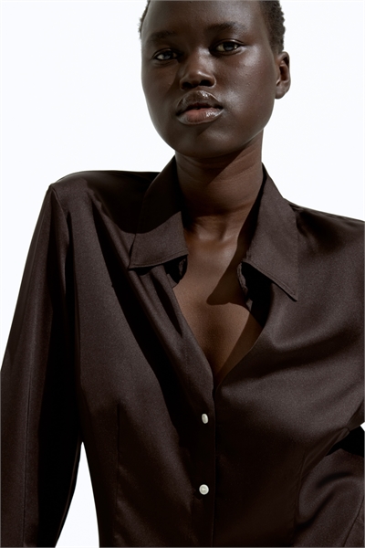 Облегающая рубашка из атласа артикул 1280837002