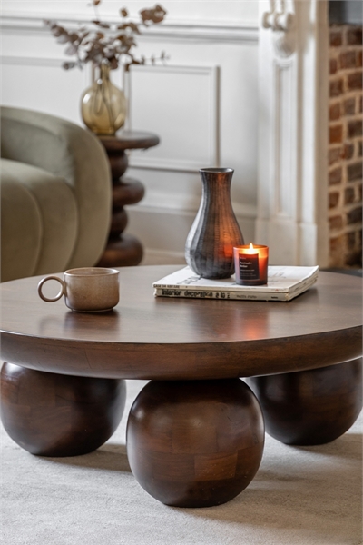 Круглый кофейный столик из дерева манго артикул 1312901001