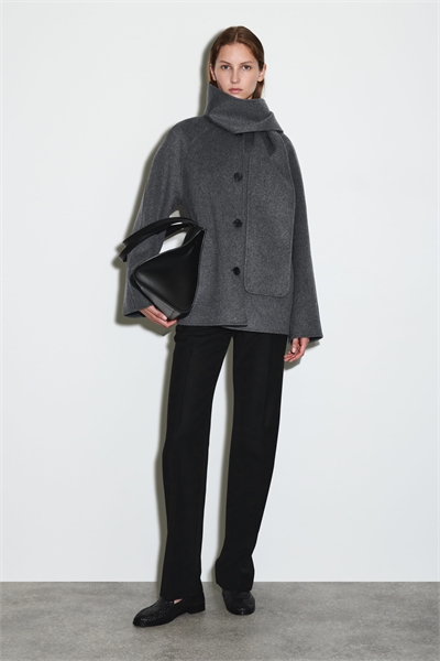 Двусторонний жакет с шарфом из шерсти артикул 1293753002