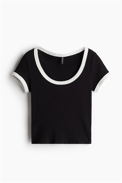Ребристая футболка с отделкой пико артикул 1292109001