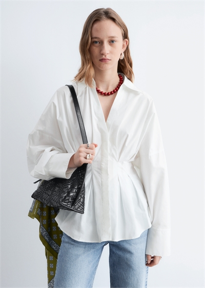 Хлопковая рубашка с облегающей талией артикул 1283476001