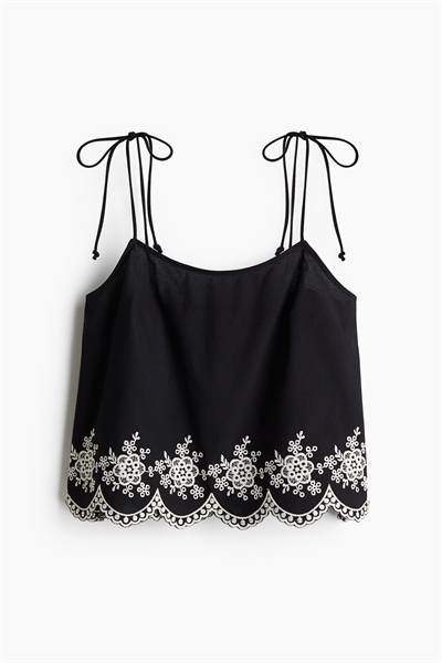 Топ на завязках с вышивкой артикул 1277598002