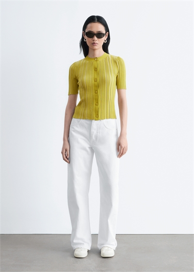 Кардиган с короткими рукавами из ребристой ткани артикул 1333302001