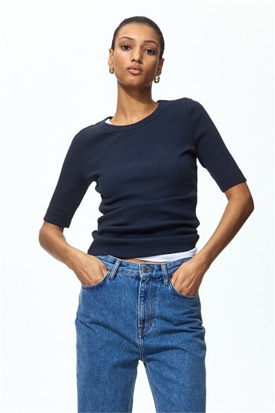 Топ из шелковой смеси с ребристой текстурой артикул 1326997003