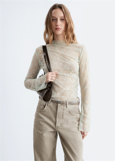 Кружевной топ с длинными рукавами артикул 1293170005