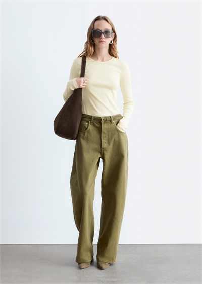 Ребристый топ с длинными рукавами артикул 1304037010