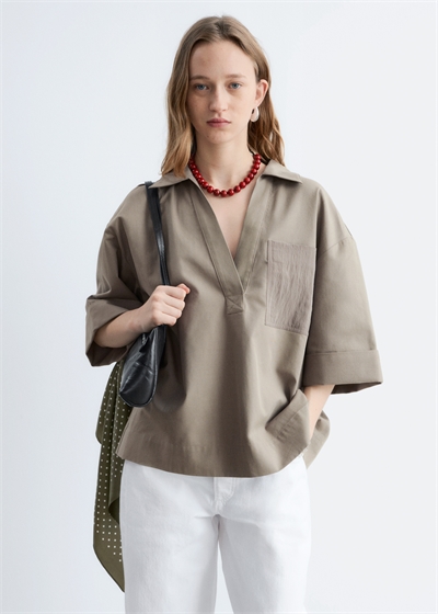 Рубашка с короткими рукавами и квадратным кроем артикул 1325589001