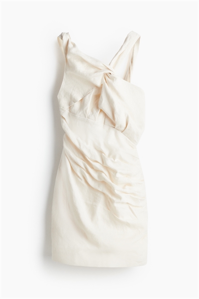 Асимметричное льняное мини-платье артикул 1274404001