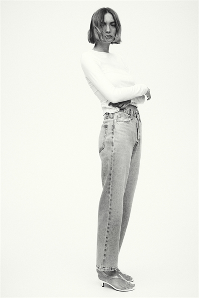 Джинсы с прямым кроем, высокой талией и длиной до щиколотки артикул 1326630002