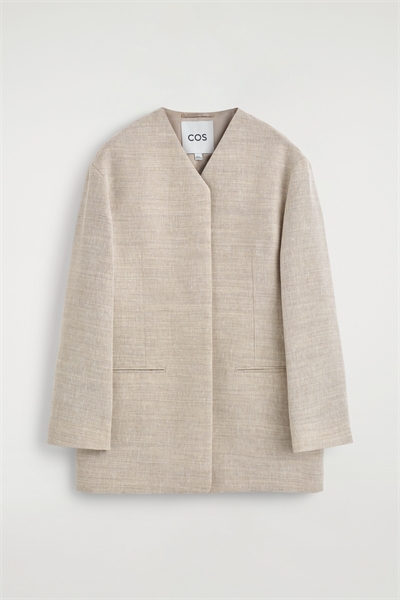 Блейзер из льна с четкой конструкцией без воротника артикул 1322152001