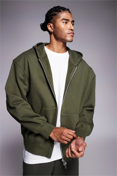 Капюшонная кофта премиум-класса из плотной ткани с застежкой-молнией по всей длине, плотность 400 г/м² артикул 150265844