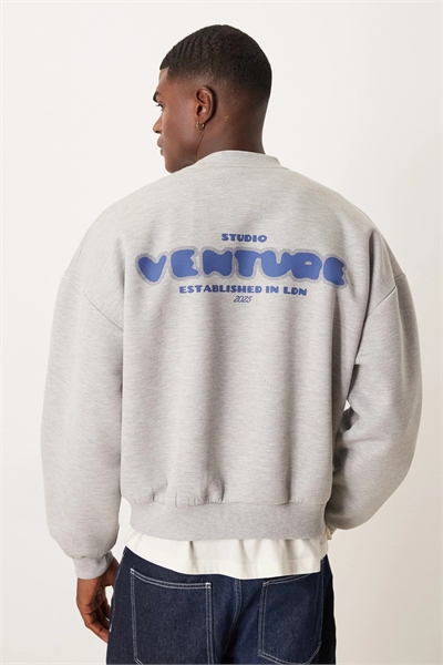 Толстовка из плотной ткани в стиле дайвинга с принтом на груди артикул 153285456