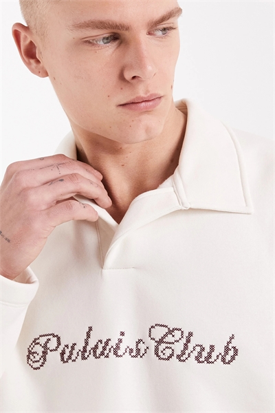 Свободная толстовка в стиле поло с вышитым надписью артикул 156270207