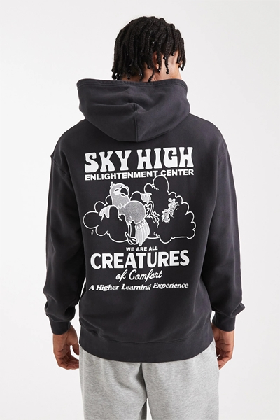 Худи с высоким воротником и принтом на спине, свободного кроя артикул 143245807