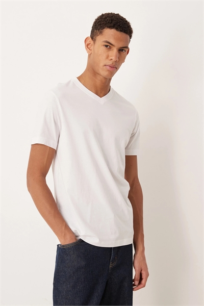 Футболка свободного кроя с V-образным вырезом из 100% хлопка артикул 154316141
