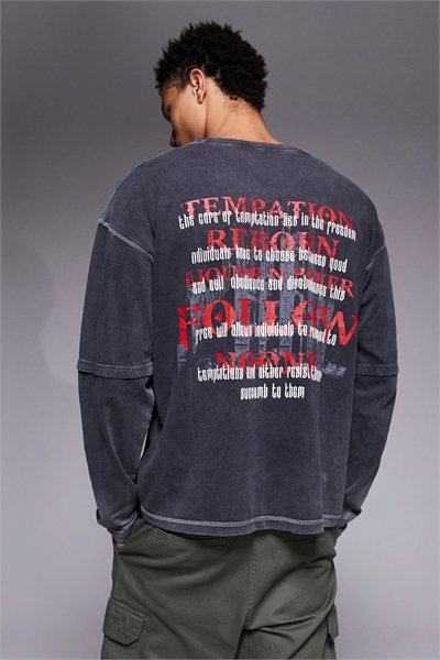 Футболка с длинным рукавом большого размера с надписью «Принципы жизни» артикул 150524816