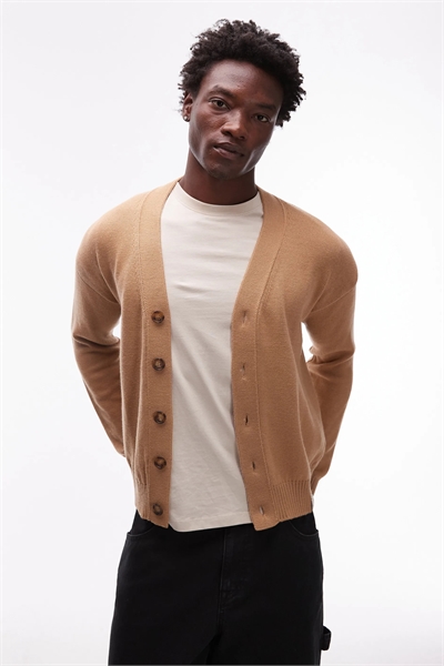 Кардиган свободного кроя из смешанной шерсти мериноса с логотипом на спине артикул 150178289