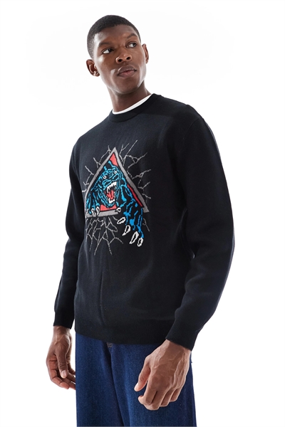 Свитер из трикотажа с принтом, прямой крой артикул 149153176