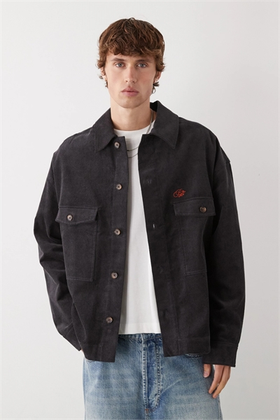 Рубашка-оверсайз из вельвета с длинными рукавами артикул 151188260